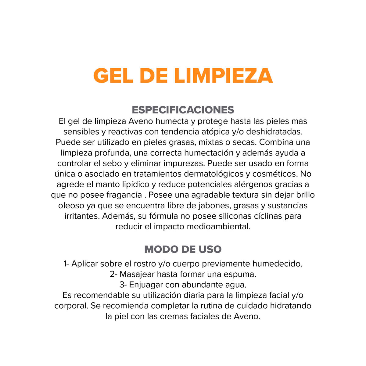 Gel de Limpieza Aveno Facial Corporal x250gr - Imagen 6