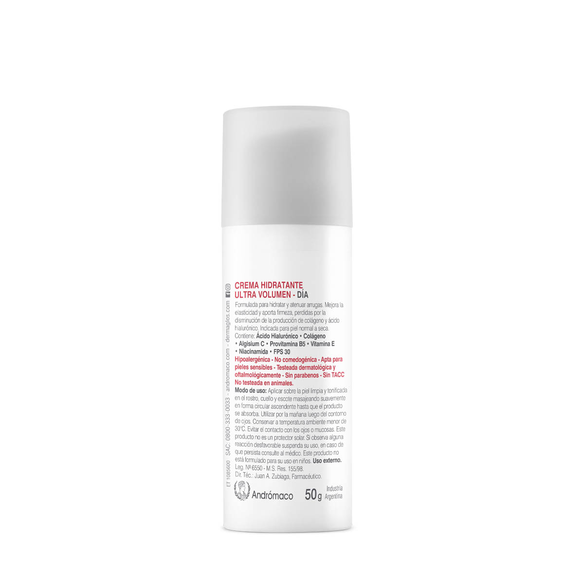 Crema Dermaglós Hidratante de Día FPS30 Ultra Volumen x50g - Imagen 3